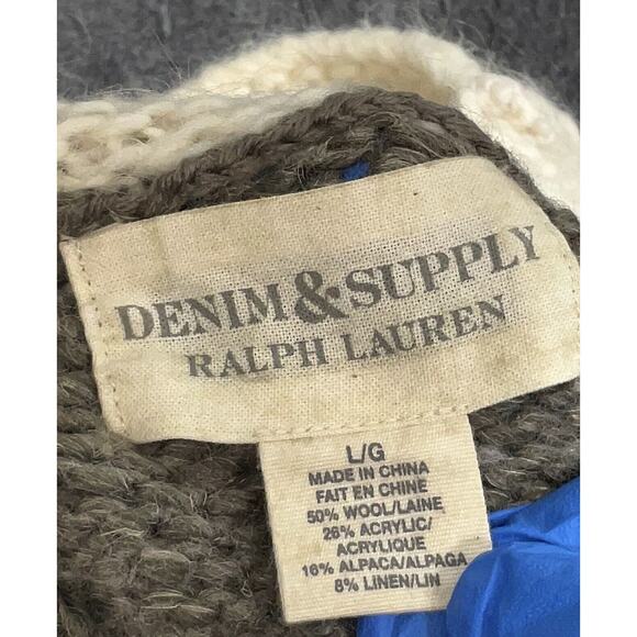 Ralph Lauren Denim & Supply Knit Wool Dude Sweater Vest Lebowski Tan Aztec L - Picture 3 of 3